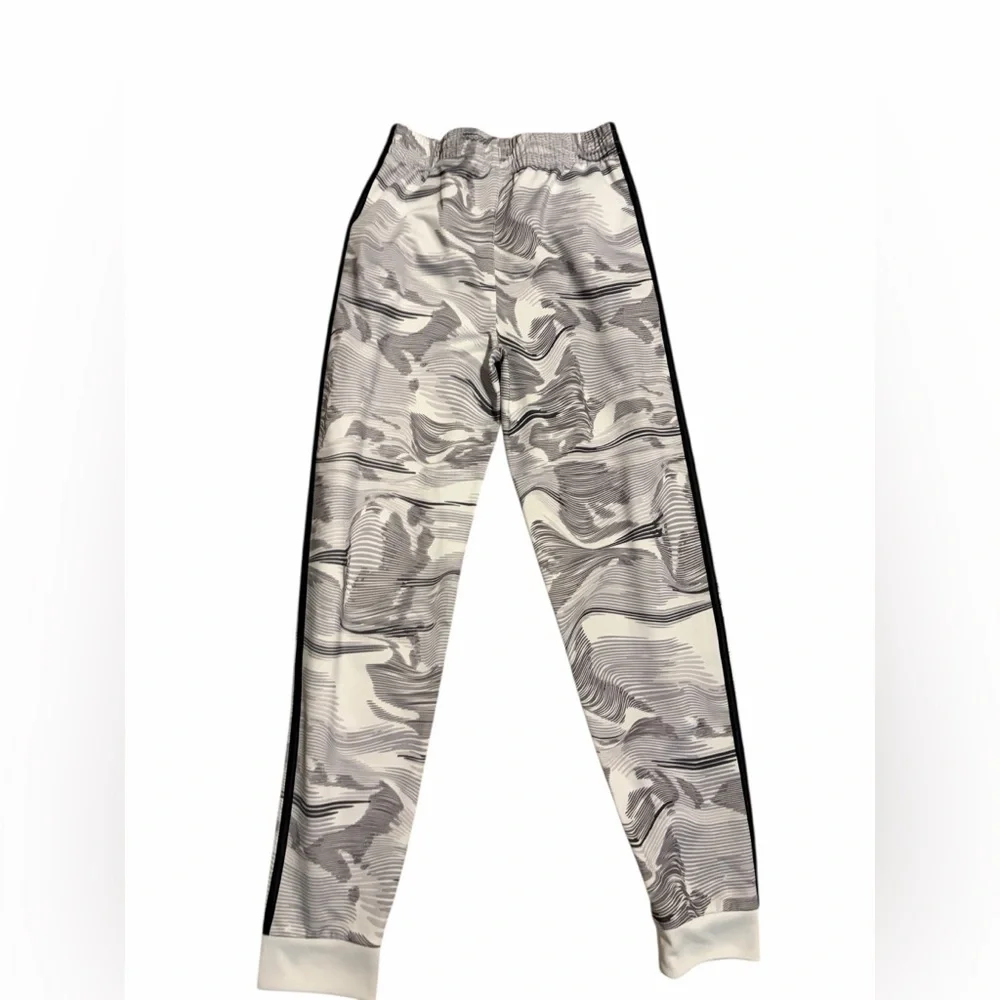 Adidas Black Gray Warped Camo Joggers Track Pants Youth Boys 14/16 Athletic - Picture 3 of 7